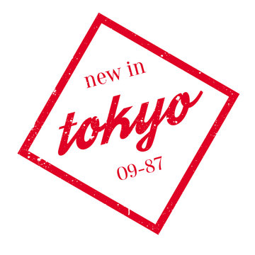 New In Tokyo rubber stamp. Grunge design with dust scratches. Effects can be easily removed for a clean, crisp look. Color is easily changed.