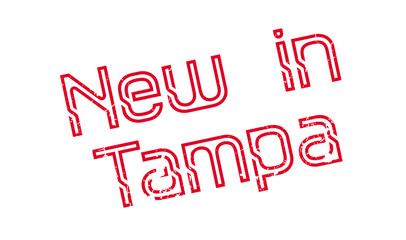 New In Tampa rubber stamp. Grunge design with dust scratches. Effects can be easily removed for a clean, crisp look. Color is easily changed.