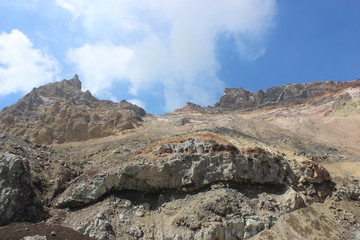 White fumaroles of the volcano Mutnovsky Kamchatka