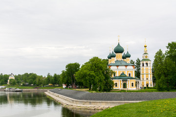 Fototapeta na wymiar Ancient Church of Frol and Lavr on the bend of Volga the river in russian provincial town Uglich