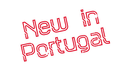 New In Portugal rubber stamp. Grunge design with dust scratches. Effects can be easily removed for a clean, crisp look. Color is easily changed.