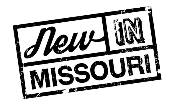 New In Missouri rubber stamp. Grunge design with dust scratches. Effects can be easily removed for a clean, crisp look. Color is easily changed.