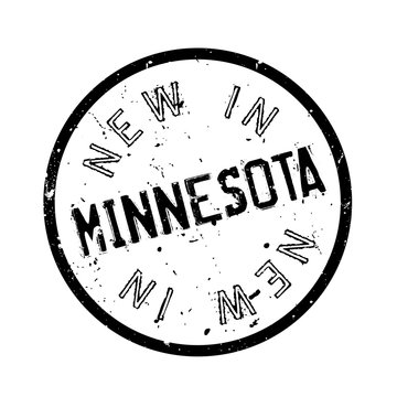 New In Minnesota rubber stamp. Grunge design with dust scratches. Effects can be easily removed for a clean, crisp look. Color is easily changed.