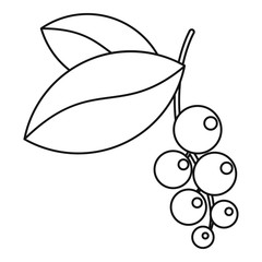 Currant branch with leaves icon, outline style