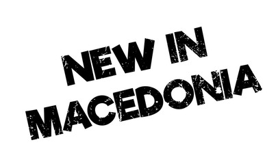 New In Macedonia rubber stamp. Grunge design with dust scratches. Effects can be easily removed for a clean, crisp look. Color is easily changed.