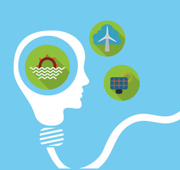 human head bulb shape energy think environment vector illustration eps 10