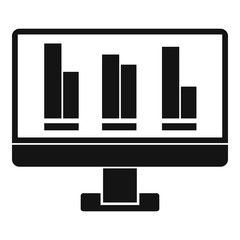 Business graph at computer screen icon