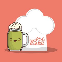 kids menu hat chef and glass cup vector illustration eps 10