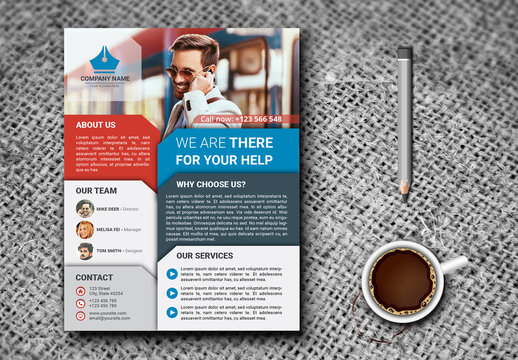 Single Page Flyer Layout with Multicolored Sections