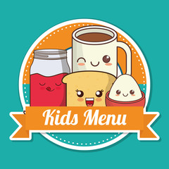 kids menu breakfast nutrition kawaii design vector illustration eps 10