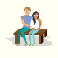 couple sitting embracing image vector illustration eps 10