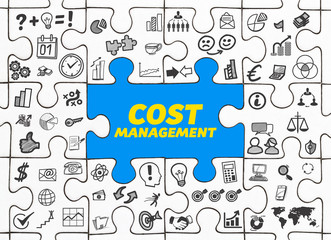 Cost Management / Puzzle mit Symbole - obrazy, fototapety, plakaty