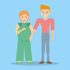 young couple pregnancy happy vector illustration eps 10
