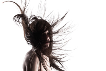 Naklejka premium brunette girl with windy hair