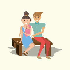 family couple sitting with baby vector illustration eps 10