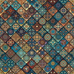 Naklejka na ściany i meble Seamless pattern. Vintage decorative elements. Hand drawn background. Islam, Arabic, Indian, ottoman motifs. Perfect for printing on fabric or paper.