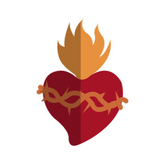 sacred heart icon over white background. colorful design. vector illustration
