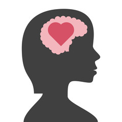 Woman head, brain, heart
