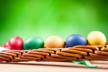 Easter colored eggs and Easter Caroling