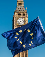 European Union flag in front of the Big Ben, Brexit EU