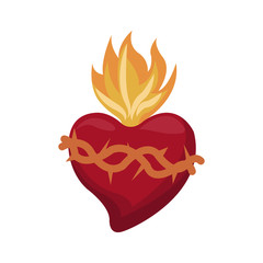 sacred heart icon over white background. colorful design. vector illustration