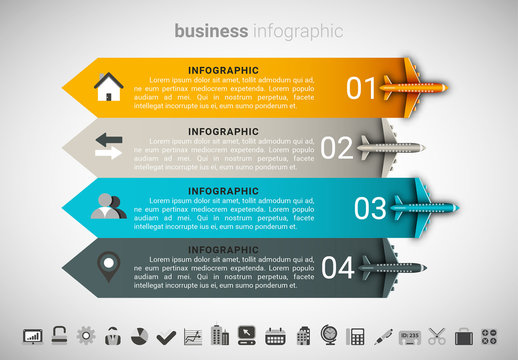 Airplane and Arrow Tab Infographic