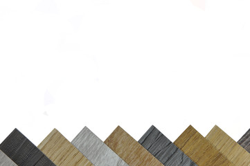 wood texture floor Samples of laminate and vinyl floor tile on wooden Background for new constuction or renovate building