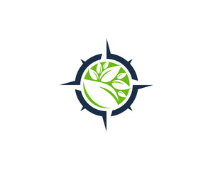 Green Compass Icon Logo Design Element