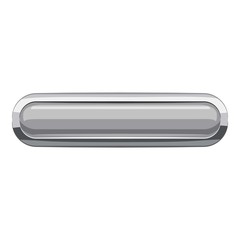 Gray rectangular button icon, cartoon style