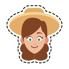 happy pretty woman wearing hat icon image vector illustration design 