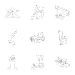 Flights icons set, outline style