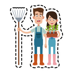 man and woman farmer cartoon  icon image vector illustration design 