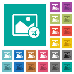 Crop image square flat multi colored icons