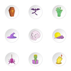 Resurrection of dead icons set, cartoon style