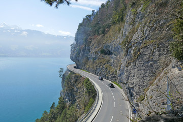 strasse, beatenbucht, alpen, schweiz 