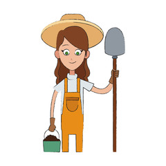 gardener woman cartoon icon over white background. vector illustration