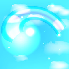 blue background with clouds and rainbow