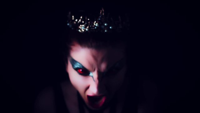 4K Halloween Horror Woman Shouting Evil