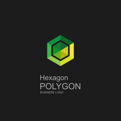 Business icon Hexagon, flat polygonal hexagon, geometric design concept