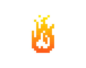 Pixel Fire Icon Logo Design Element