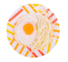 Fried egg on a white background