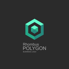 Business icon rhombus, flat polygonal rhombus, geometric design concept