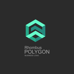 Business icon rhombus, flat polygonal rhombus, geometric design concept