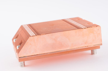 Used copper heat sink for cooling the microprocessor of the computer board. Radiator plates in large form.