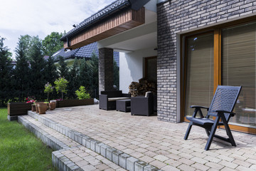 Patio with chairs and table