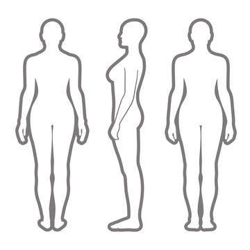 Naked standing woman silhouette