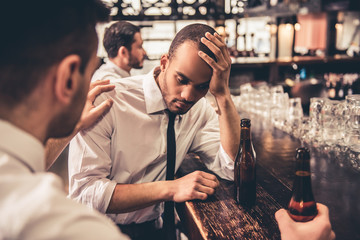 Business friends in pub