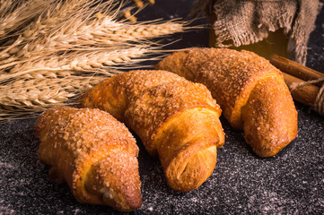 Croissants on a dark background
