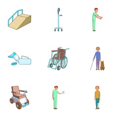 Health protection icons set, cartoon style