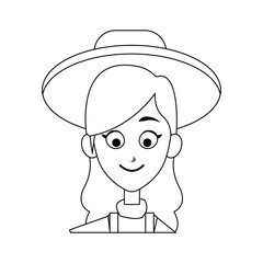 happy woman with hat cartoon icon image vector illustration design 